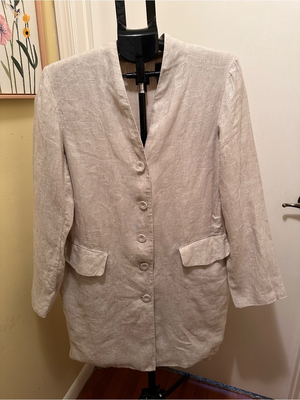 Eileen Fisher 100% Linen Jacket Beige Large